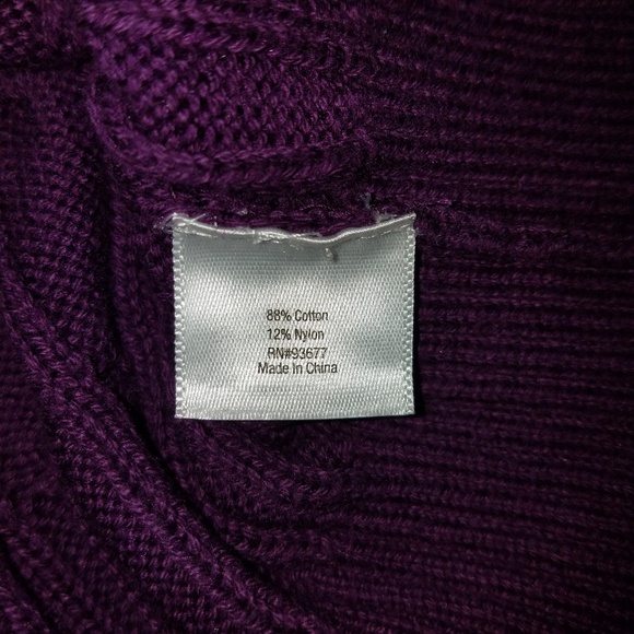 Purple Cotton Cable Crewneck Sweater M - Picture 4 of 5